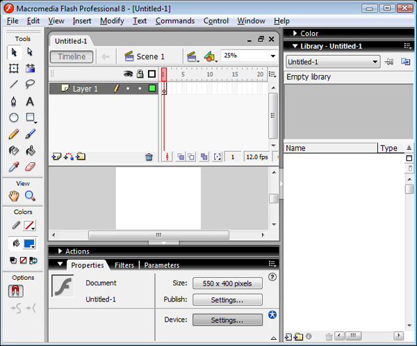 Flash 8 Interface Screenshot