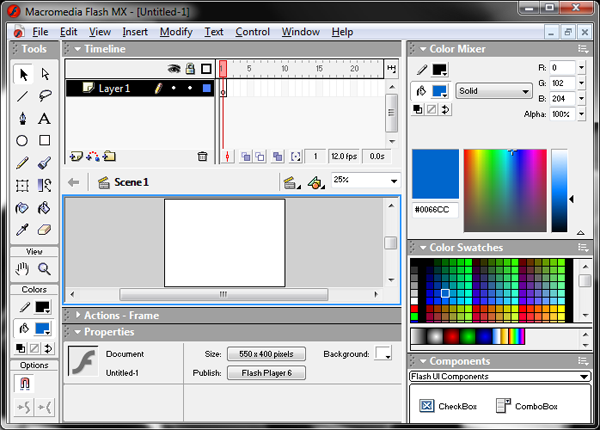 Macromedia Flash MX Interface Screenshot