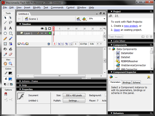 Flash MX 2004 Interface Screenshot