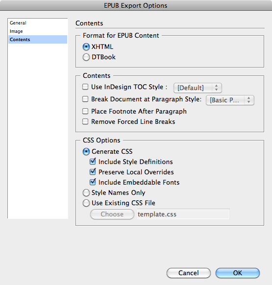 epub settings in indesign