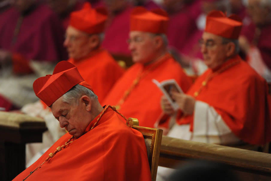 Catching up on sleep during the Pope's Eucharist