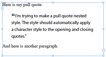 Use of nested styles and Quote Marks
