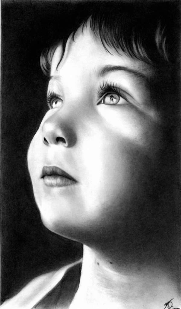 50 ultra realistic children portrait drawings