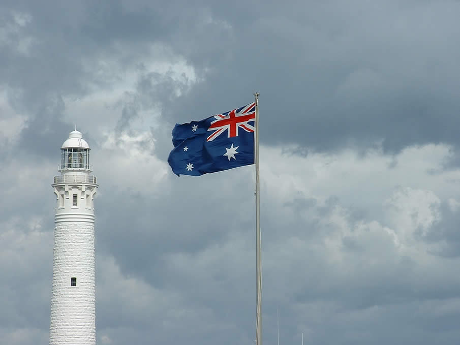 Cape Leeuwin Lighthouse and Australian Flag