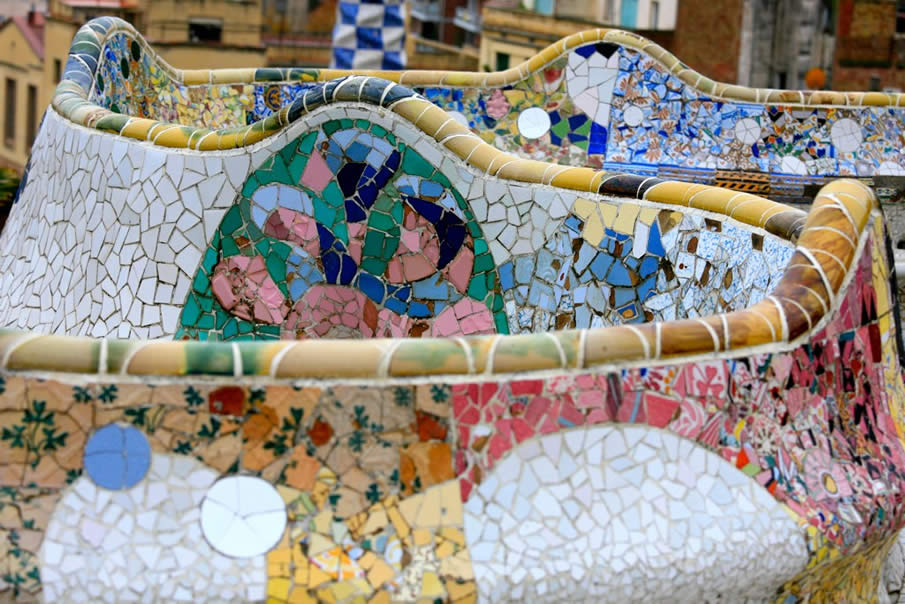 Benches at Park Guell by Antonio Gaudi
