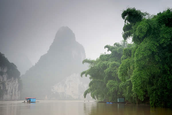 Rain at river Li, China