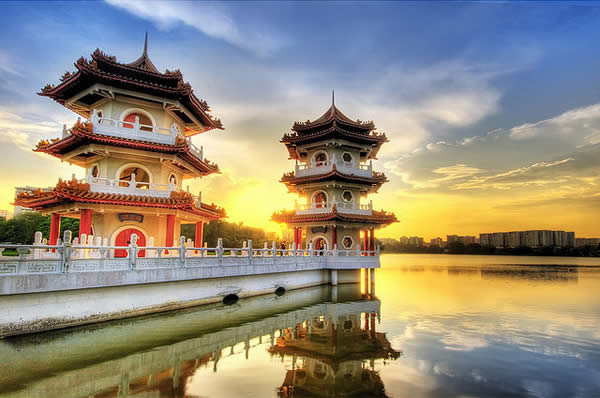 Twin Pagodas in Chinese Garden, Singapore