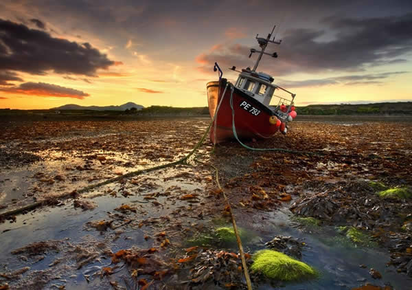 Fishing Boat at Sunset