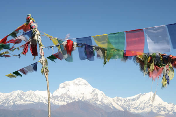 Tibetan flags in Himalaya