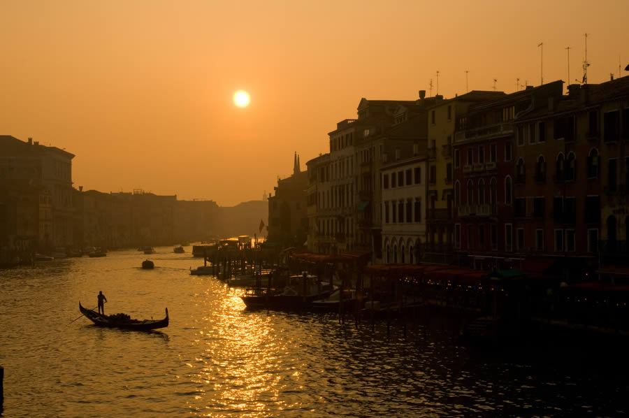 Sunset View of the Grand Canal from the Rialto Bridge, Venice