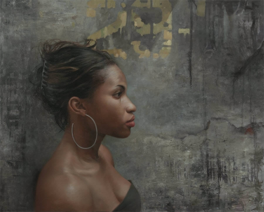 Grace in Profile, Oil on Wood Panel