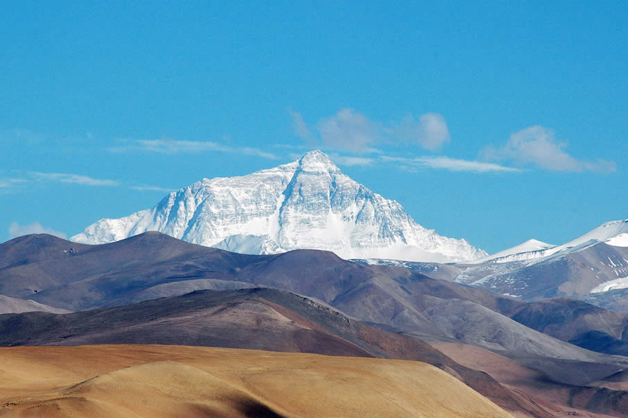 Mount Everest on the border of Tibet and Nepal