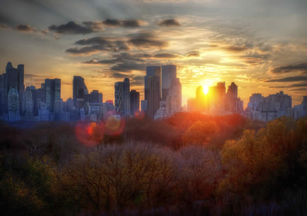 New York in the Autumn at Sunset