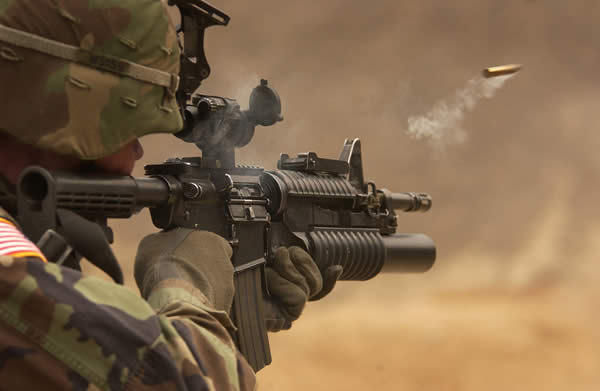 Soldier Rifle Firing Bullet Shell Smoking