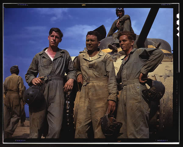 Tank Crew Standing in Front of M-4 Tank