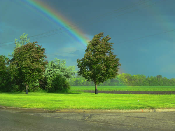 Rainbow before hailstorm