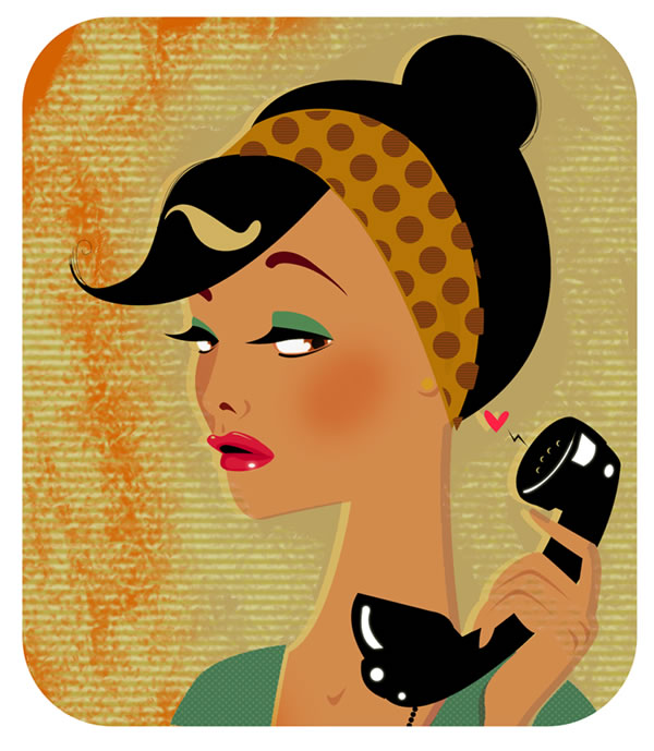 Retro Girl on the Phone