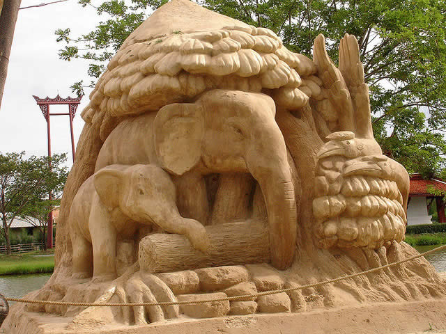 Elephants Mud Sculpture