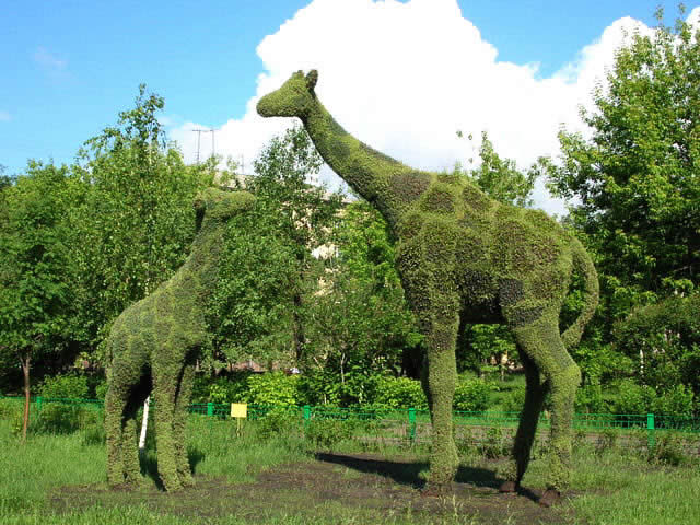 Giraffe Grass Sculpture in Krasnoyarsk