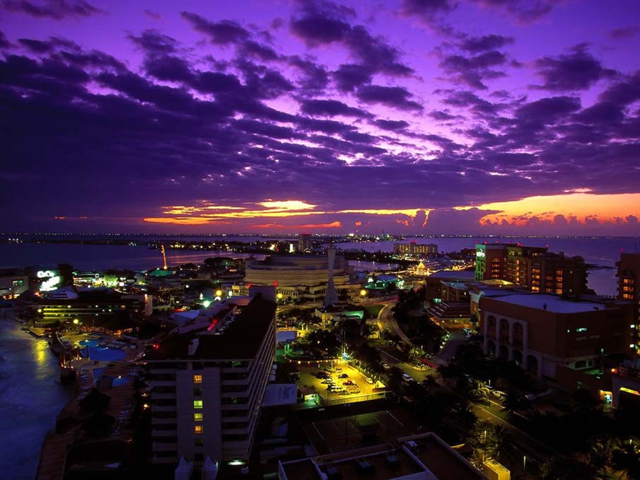 Cancun, Mexico at Twilight