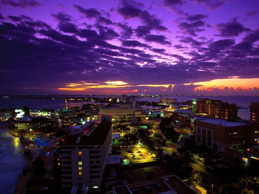 Cancun, Mexico at Twilight