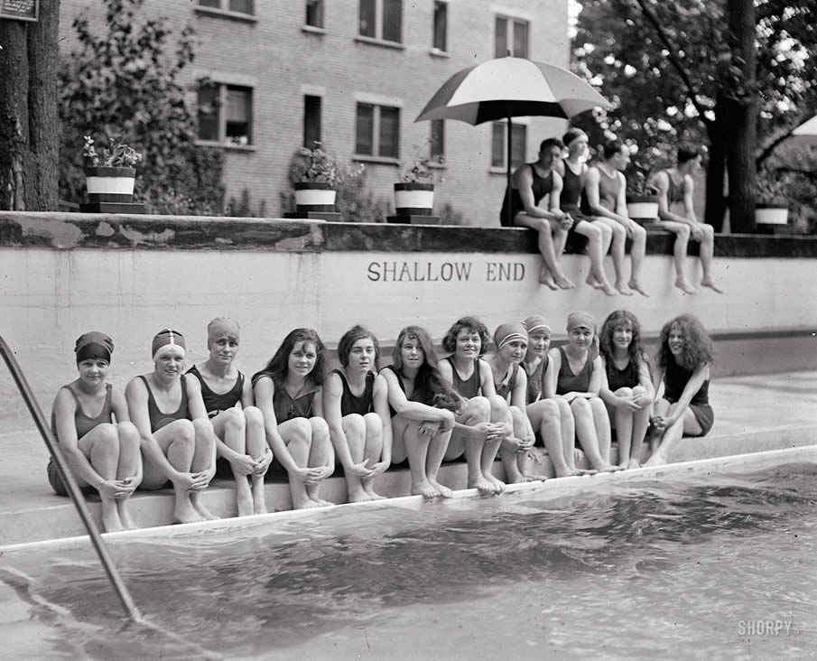 1923. Swimmers at the Wardman Park Hotel pool in Washington