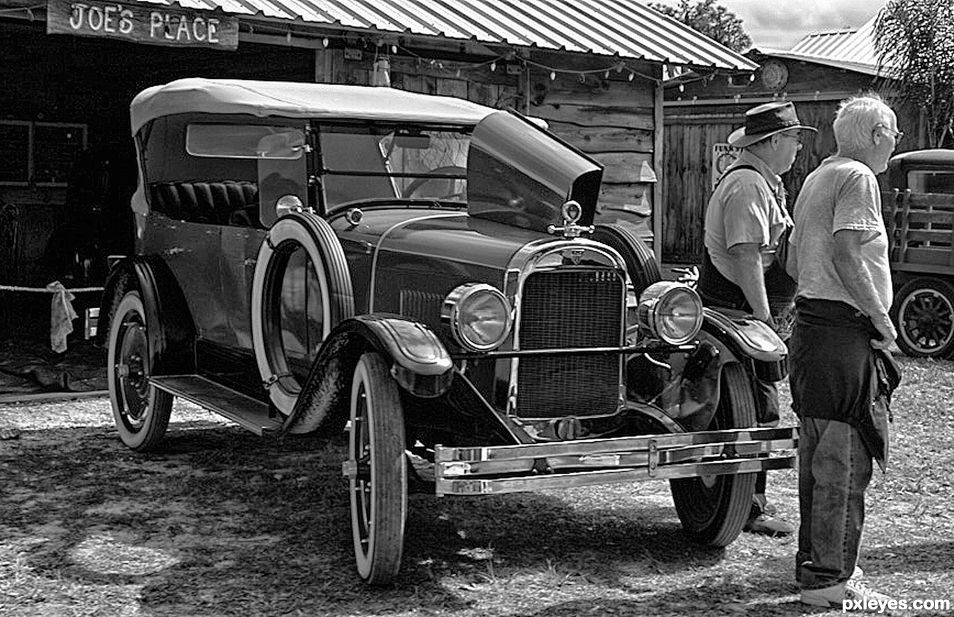 Two men and a car