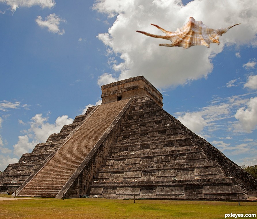 Creation of UFOS Sighting Over Kukulcan Pyramid: Step 1