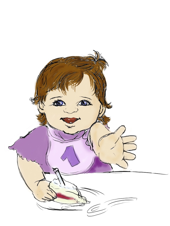 Creation of First birthday, first cake: Step 4
