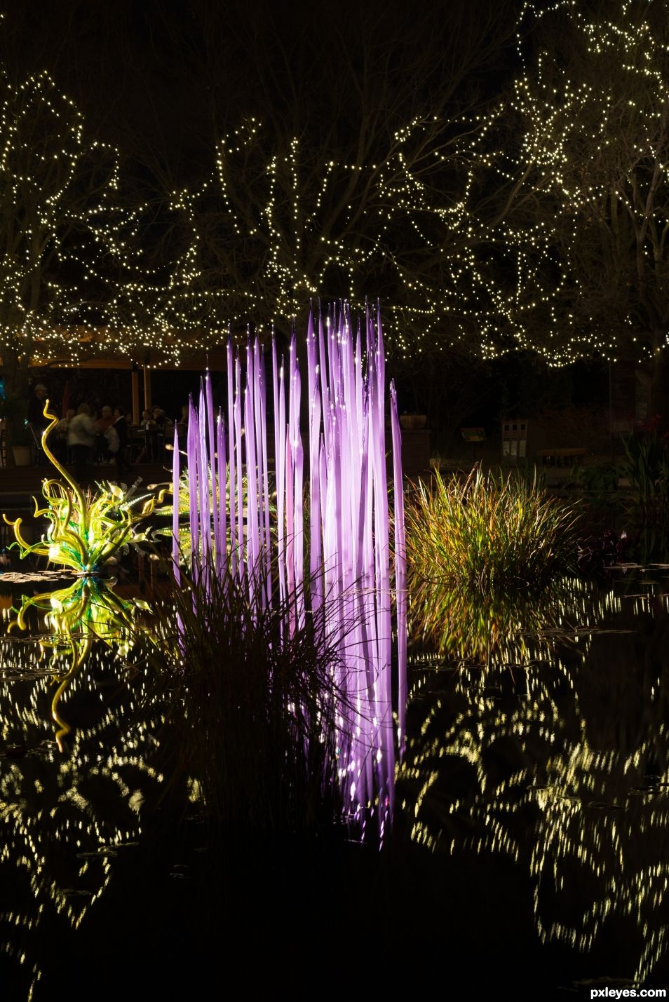 Picture of a sculpture set in a pond