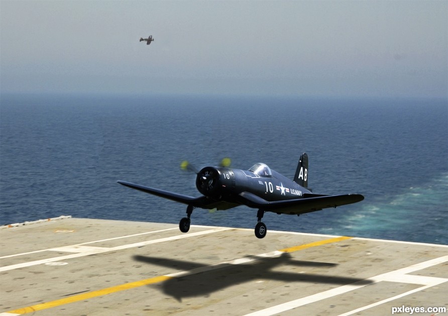 Creation of Vought F4U Corsair Across The Fantail: Final Result