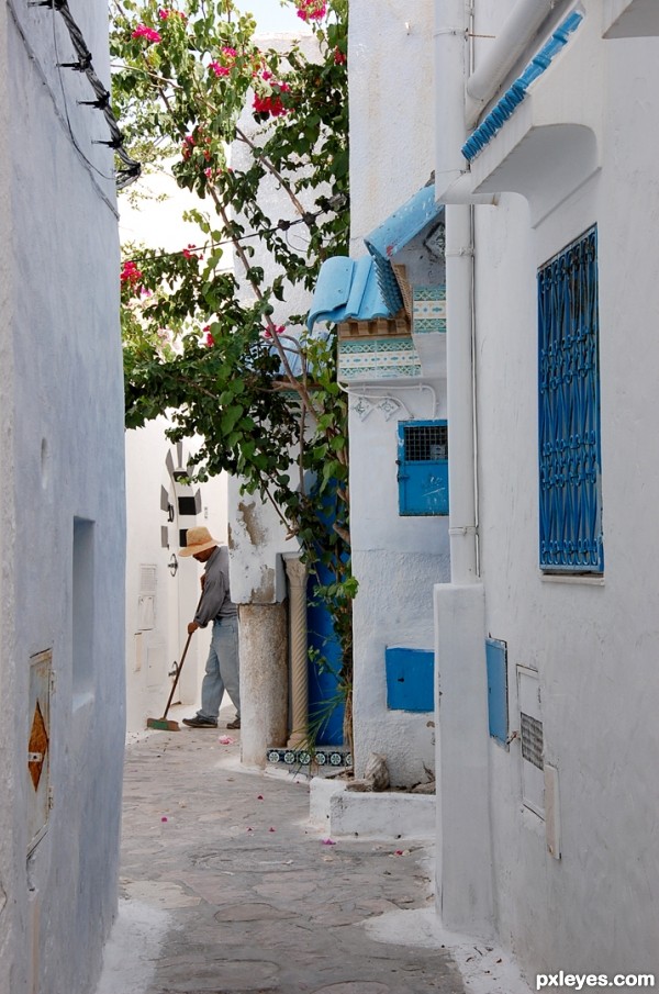 Cleaning the alley