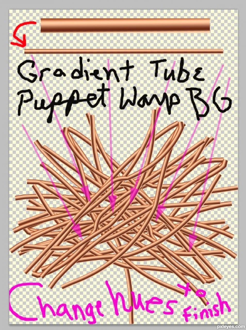Creation of Owlizzard Deer Ears with Gradient Tube Background: Step 1
