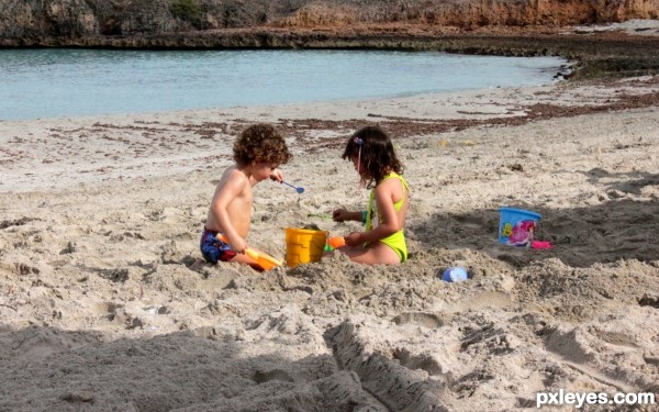 Playing at the beach