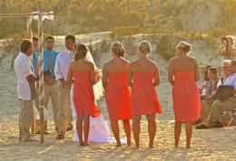 Small evening wedding on a sandy beach