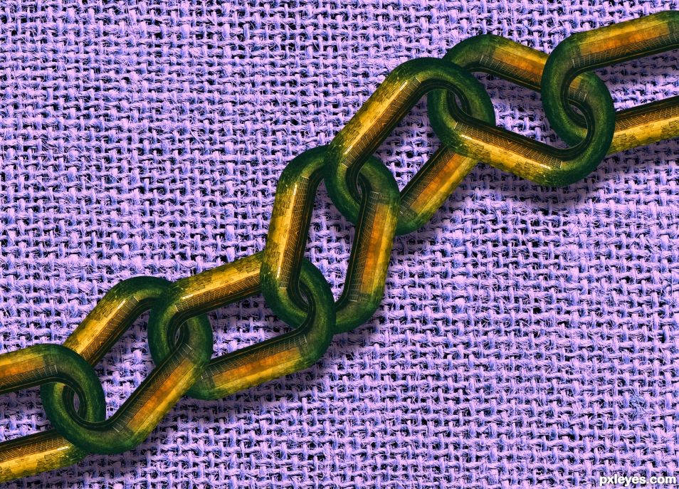 Green Gold Chain on Purple Mesh