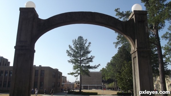 university campus archway