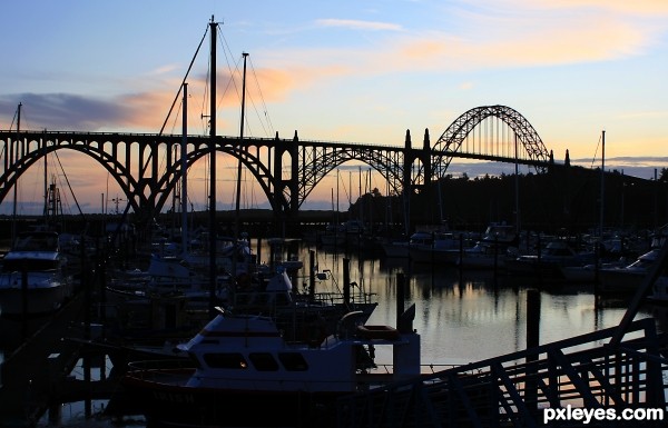 Harbor at evening