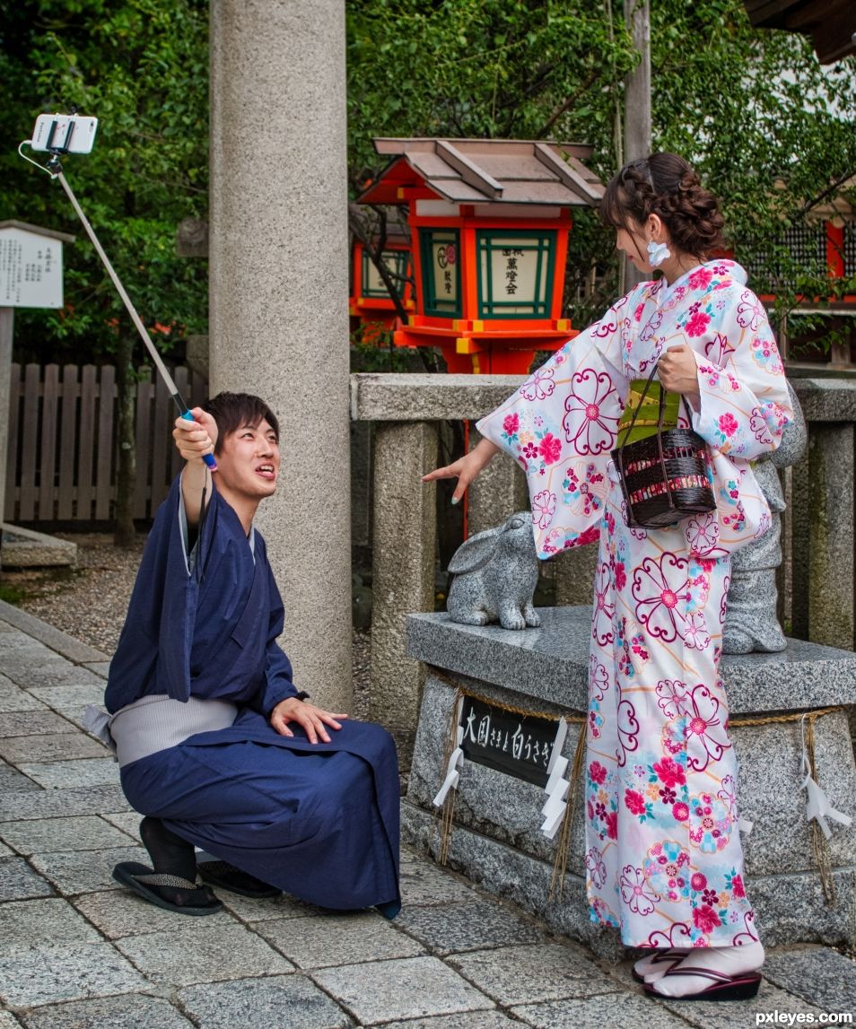 Traditional costume and selfies.