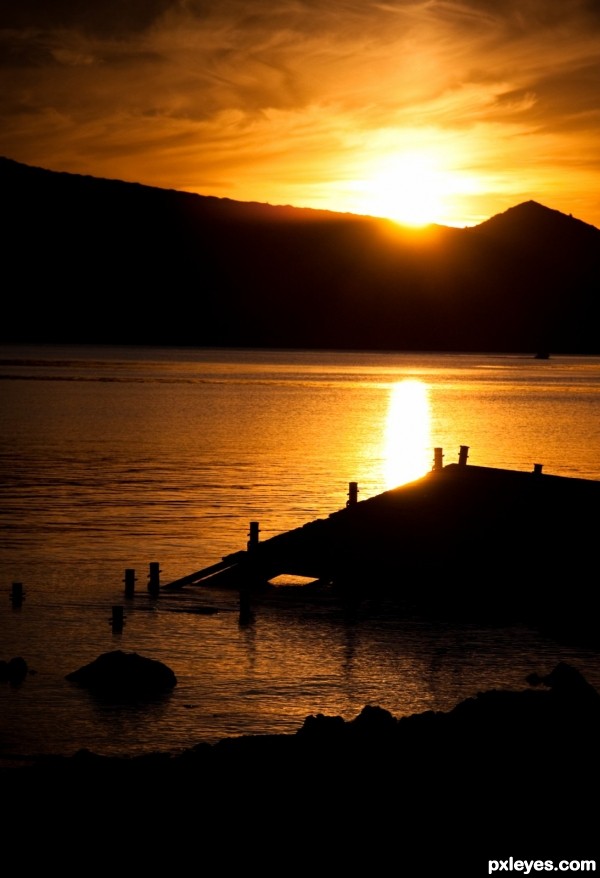 Backlit wreck site