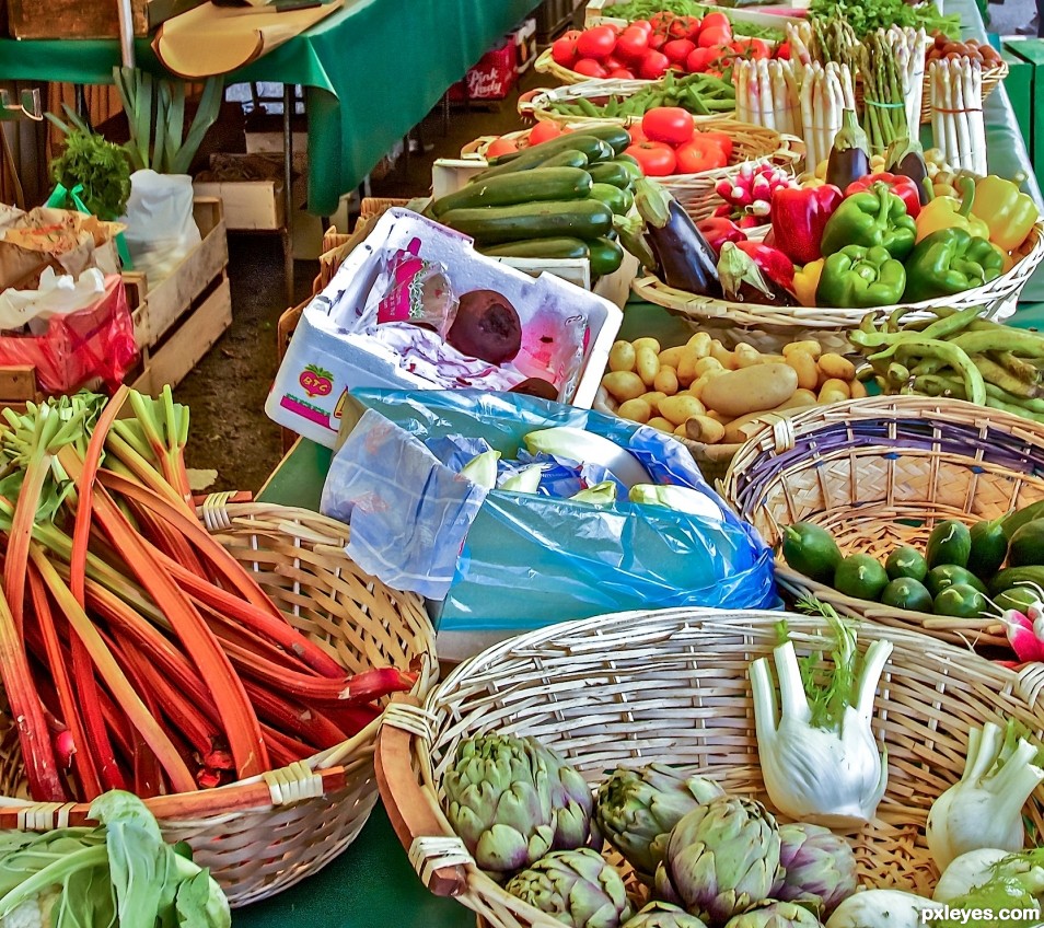 baskets in a open air market