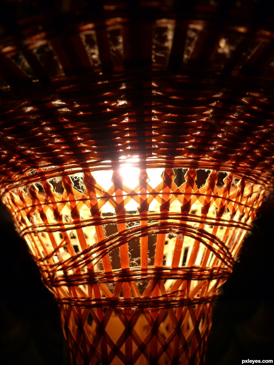 A lamp in a basket