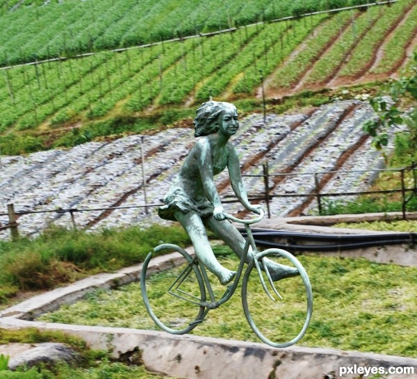 Creation of twin biker girl at farm: Step 2