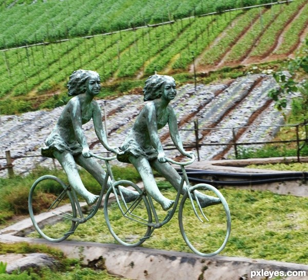 Creation of twin biker girl at farm: Step 3