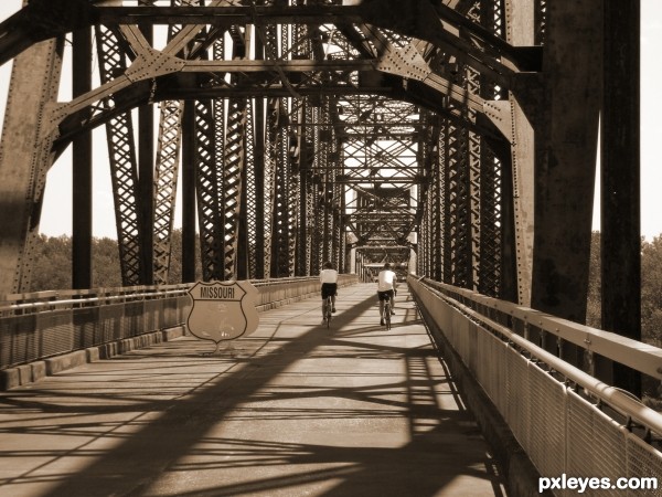 Cyclists on the bridge