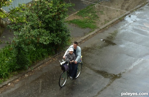 biking under rain