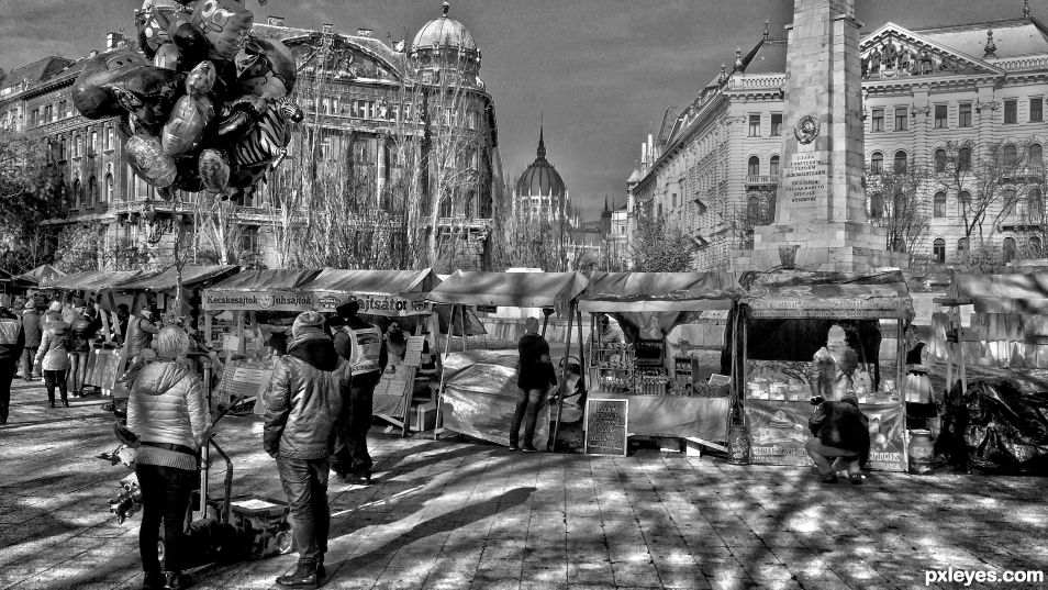 Market in the city.