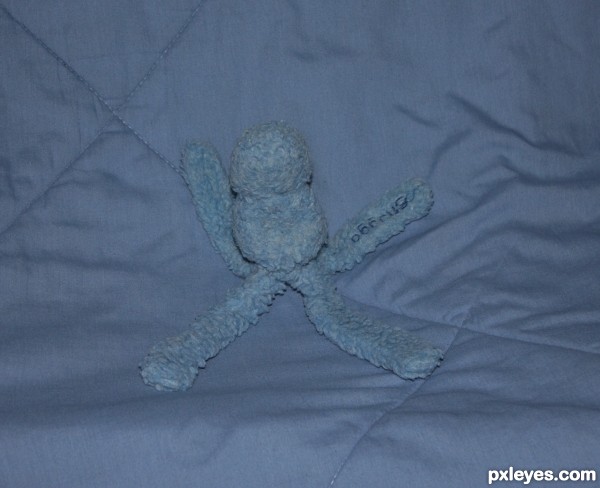 Blue Wubba on Blue Comforter