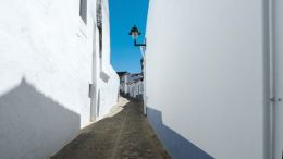 White village under sky of blue