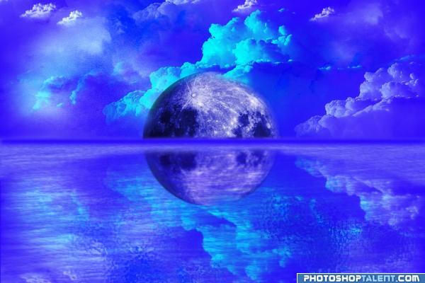 Surreal blue Moon